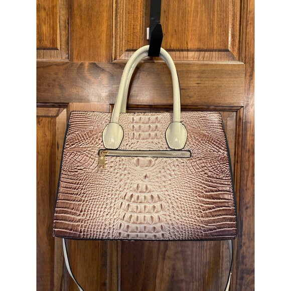 Crocodile Pattern Crossbody Bag or Handbag Tote Brown Cream Gray Variations - Picture 1 of 12
